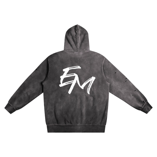 ‘EM’ Distressed Hoodie