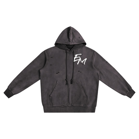 ‘EM’ Distressed  Hoodie