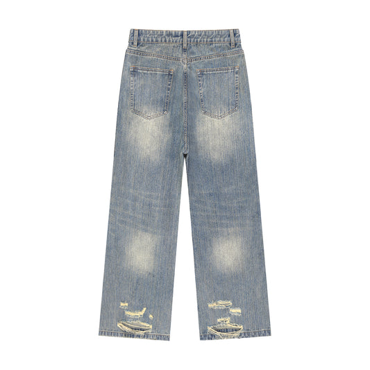 ‘EM’ Distressed Denim Jeans